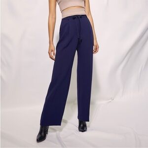 Aritzia Wilfred Carrot Pant Trousers Slack Navy Size 2 Wide Leg Crop Tie Waist